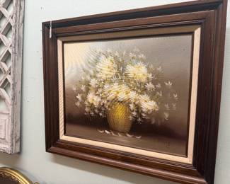 floral framed oil painting