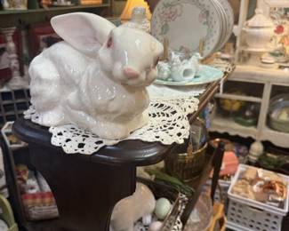 bunnies, eggs, spring decor