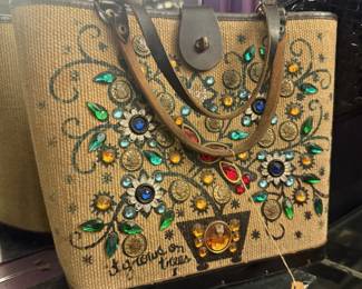 vintage Jewel Garden canvas bucket bag