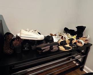 Shoe rack.  Shoes.  Women’s size 7-8