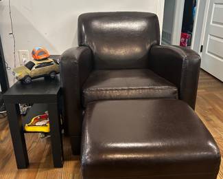 Brown chair and ottoman 