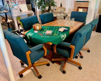 Poker Table Topper, Game Table with Rolling Chairs