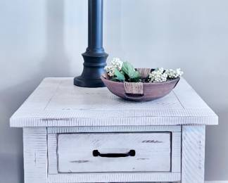 White End Table and Table Lamp