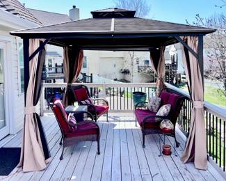 Outdoor Patio Seating Set, Wicker Loveseat and 2 Chairs with Cushions