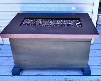 Outdoor Fire Table with Glass Beads, Table Top Cover and Slip Over Cover