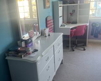 White Bedroom Set - Dresser / Bed / Desk / Bookcases