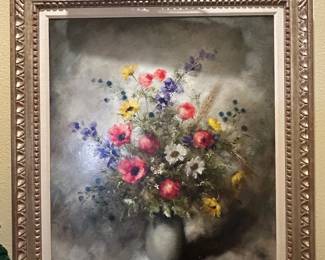 Floral still life 1 of 2 by artist Pierre Sorel. Authenticated and appraised by Clark & Moss Fine Art & Auctioneers