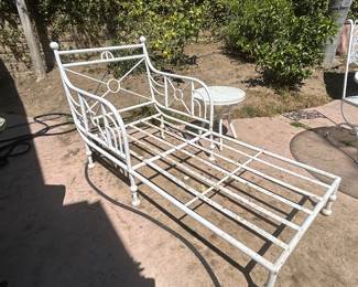 Russel Woodard style outdoor furniture: dining table, barstools, buffet