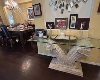 sculptural George Roche-style plaster tables and console