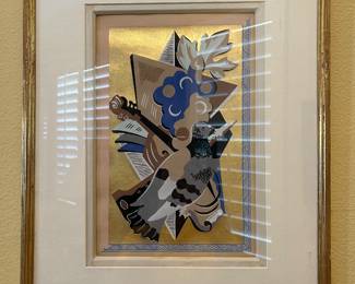 Artwork by Gino Severini 8 of 9 pochoir art (stencil-based printmaking technique.)  Authenticated and appraised by Clark & Moss Fine Art & Auctioneers