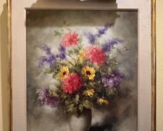 Floral still life 2 of 2 by artist Pierre Sorel. Authenticated and appraised by Clark & Moss Fine Art & Auctioneers