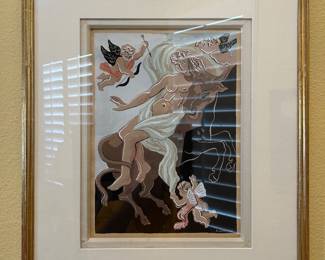 Artwork by Gino Severini 3 of 9 pochoir art (stencil-based printmaking technique.)  Authenticated and appraised by Clark & Moss Fine Art & Auctioneers