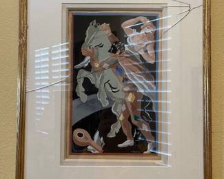 (Cracked Glass) Artwork by Gino Severini 9 of 9 pochoir art (stencil-based printmaking technique.)  Authenticated and appraised by Clark & Moss Fine Art & Auctioneers