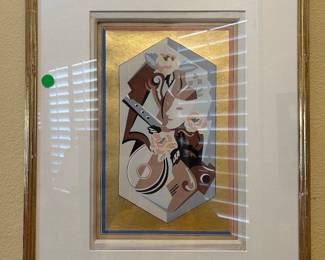 Artwork by Gino Severini 4 of 9 pochoir art (stencil-based printmaking technique.)  Authenticated and appraised by Clark & Moss Fine Art & Auctioneers