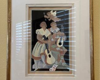 Artwork by Gino Severini 7 of 9 pochoir art (stencil-based printmaking technique.)  Authenticated and appraised by Clark & Moss Fine Art & Auctioneers