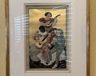 Artwork by Gino Severini 2 of 9 pochoir art (stencil-based printmaking technique.)  Authenticated and appraised by Clark & Moss Fine Art & Auctioneers