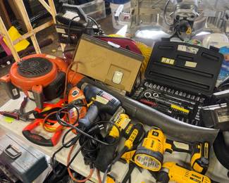 DeWalt 3/8" Cordless Right Angle Drill Driver, 20V MAX Cordless LED Jobsite Spotlight, DEWALT 1/4 Sheet Corded Palm Sander, 