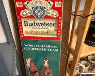 Budweiser Electric Sign, and Steins 