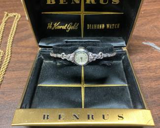 14k & diamond vintage ladies watch