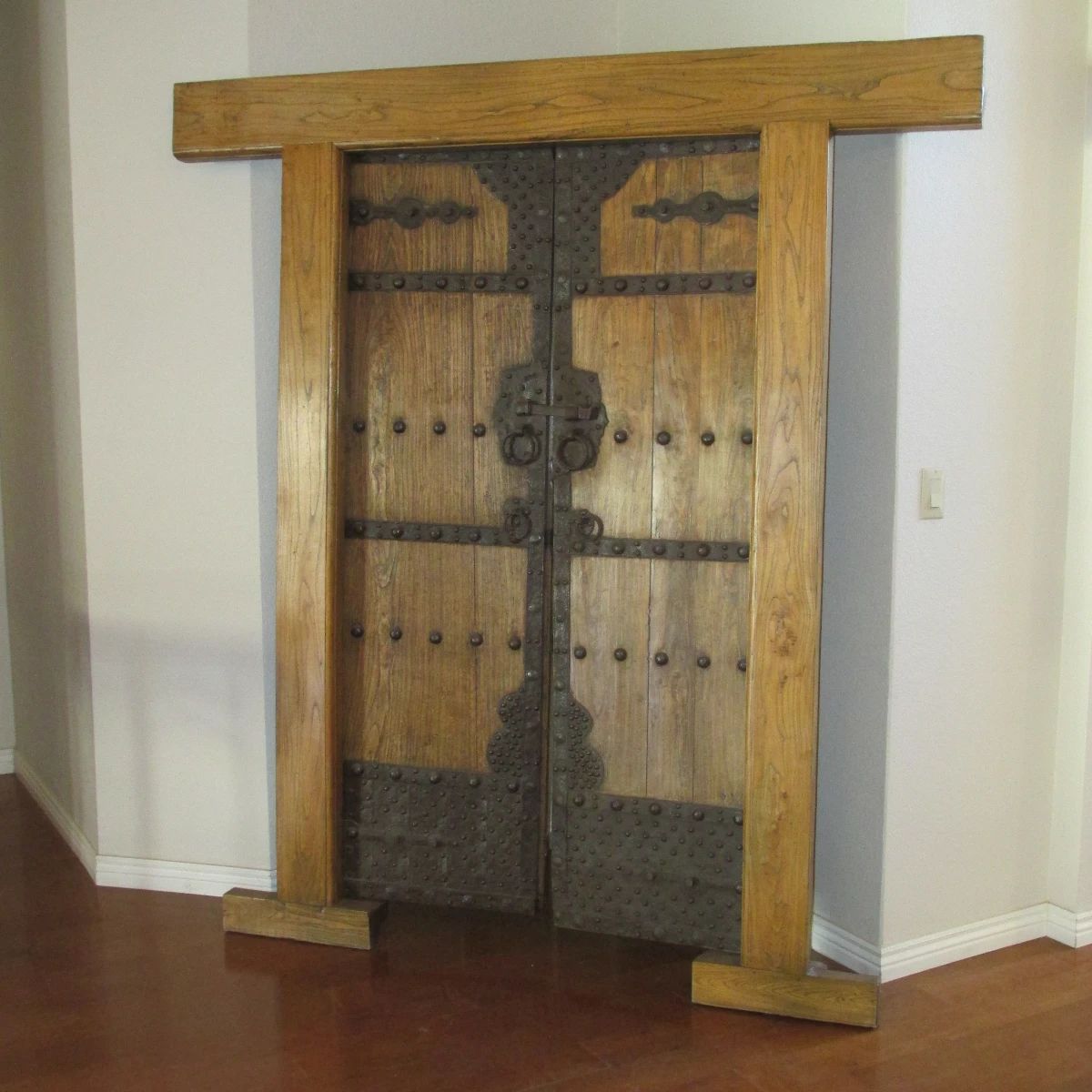 STUNNING 300 year old Chinese door with iron hardware.