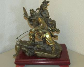 Bronze Chinese Mythical Figures on Stand