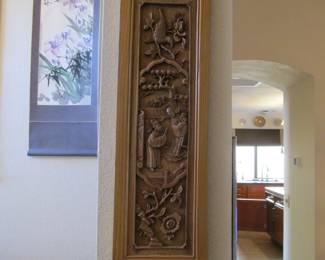 Chinese carved wood panel
