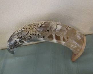 Carved Horn Elephant Design from South Africa