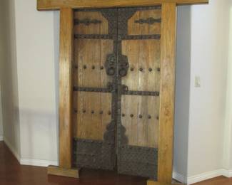 STUNNING 300 year old Chinese door with iron hardware. 