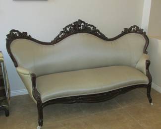 Victorian Carved Walnut Settee
