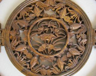 Detail - Vintage Wooden Carved Chinese Window Frame 35.25" x 35.25"