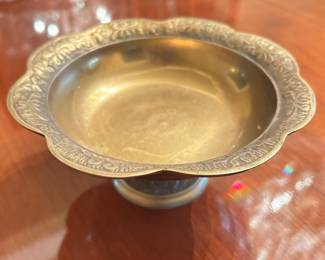 Brass Bowl on pedestal, 7"D x 4"H,  $10