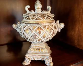 Bronze white washed  kidded decor bowl, 8"H x 6"D,  was $12, NOW $8