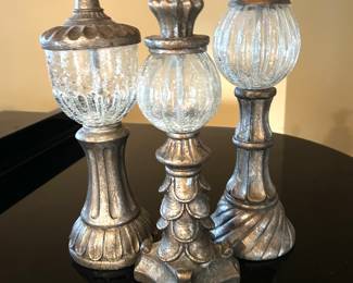3  ornate sphere gold decor, 15",  13.5",  13",  was $12 each, NOW $8 each