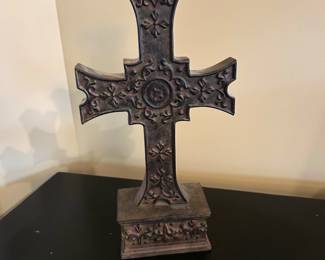 Brown Cross on stand, 12"H,  was $14, NOW $9