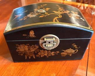 Decorative black box floral/birds, 12"L x 7"D x 8"H,   $ 24