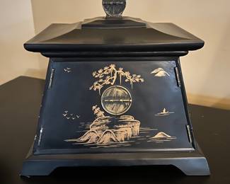 Black Asian Pagoda style box, 9"W x 6.5"D x 9"H,  $12