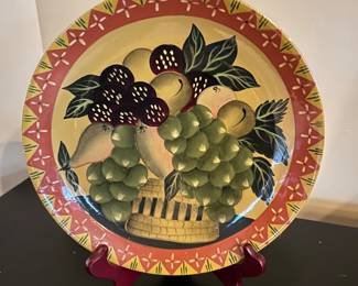 Decorative plate with grapes + stand,  was $8, NOW $4