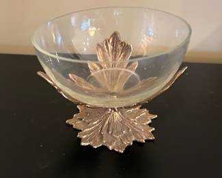 Gold leaf stand with bowl, 6"W x 4.5"H,  was $10, now $7