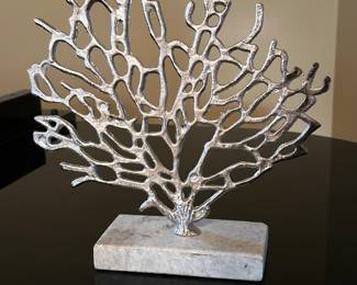 Metal Coral on marble stand, 10"H x 10"W,  $12