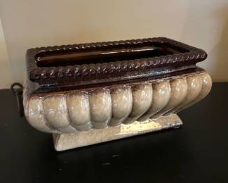 Beige and brown rectangle planter decor,  11"L x 5"H x 7"D,  was $12, NOW $8
