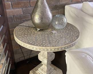 Bone inlay side table silver lamp has been sold.