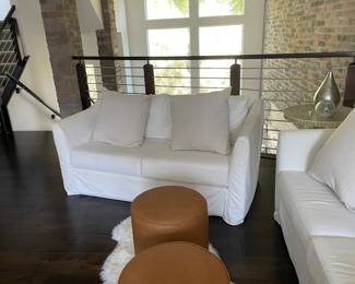 Camel leather seats foot stools 17x17x18”