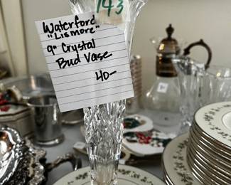 #143	waterford lismore 9 inch bud vase	 $40.00 			