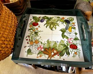 #51	Emerald Green Tray w/Painted set of 4 Tiles - 13x13x2	 $20.00 			