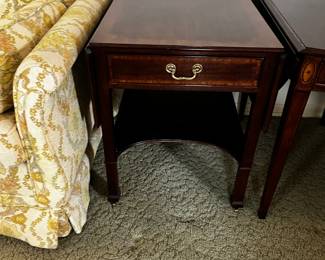 #8	Henredon drop side end table with 1 drawer and shelf 21-41x27x26	 $150.00 			