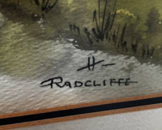 #41	Original Watercolor by Radcliffe of Pond w/cabin Framed and Matted - 22x17	 $75.00 			