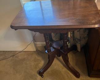 #24	Wood  East Lake Style Table on Wheels - 26x18x28	 $120.00 			