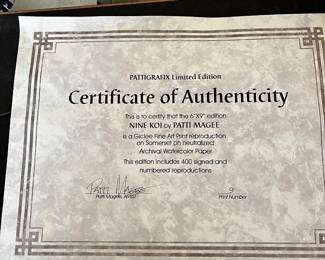 #30	Fine Art Print of Koi by Patty Magee w/certificate of Authencity - Framed and Matted - 6x9 - 9/400	 $60.00 			