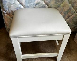 #39	White Vanity Stool w/white vinyl top - 18square x 17	 $30.00 			