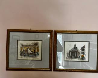 #31	Mads Stage Print Overgaden Christianshavn Copenhagen Stenders Forlag & Frame and 2nd print of Mads Stage Danish Artist Watercolor Pencil Signed Print Reformed Church Framed	 $75.00 			
